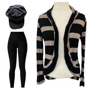 🔥4/$25 Twentyone Striped Blazer Black & Tan Size Medium